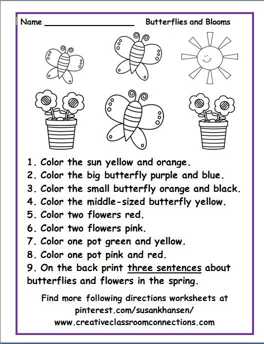 Free Printable Following Directions Worksheets