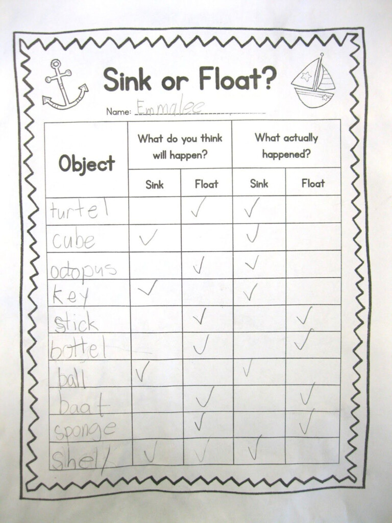 Free Printable Sink Or Float Worksheets