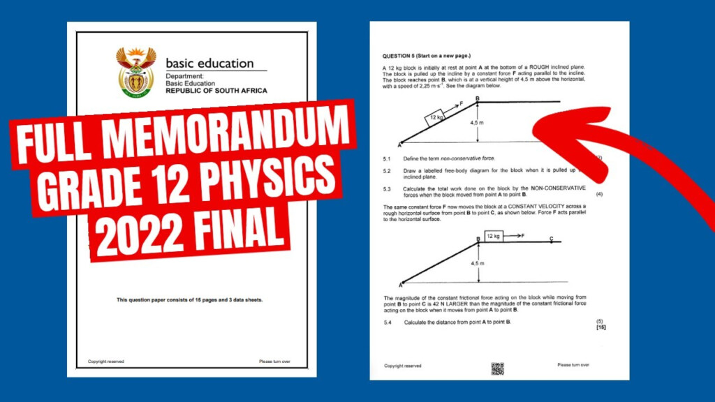 Full Memo Grade 12 Physical Sciences P1 November DBE 2022 YouTube