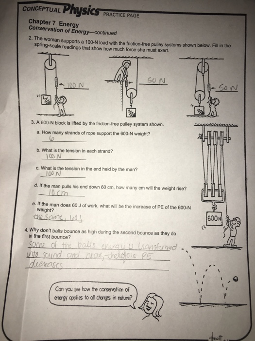 Get Answer CONCEPTUAL PhysICS PRACTICE PAGE Chapter 7 Energy