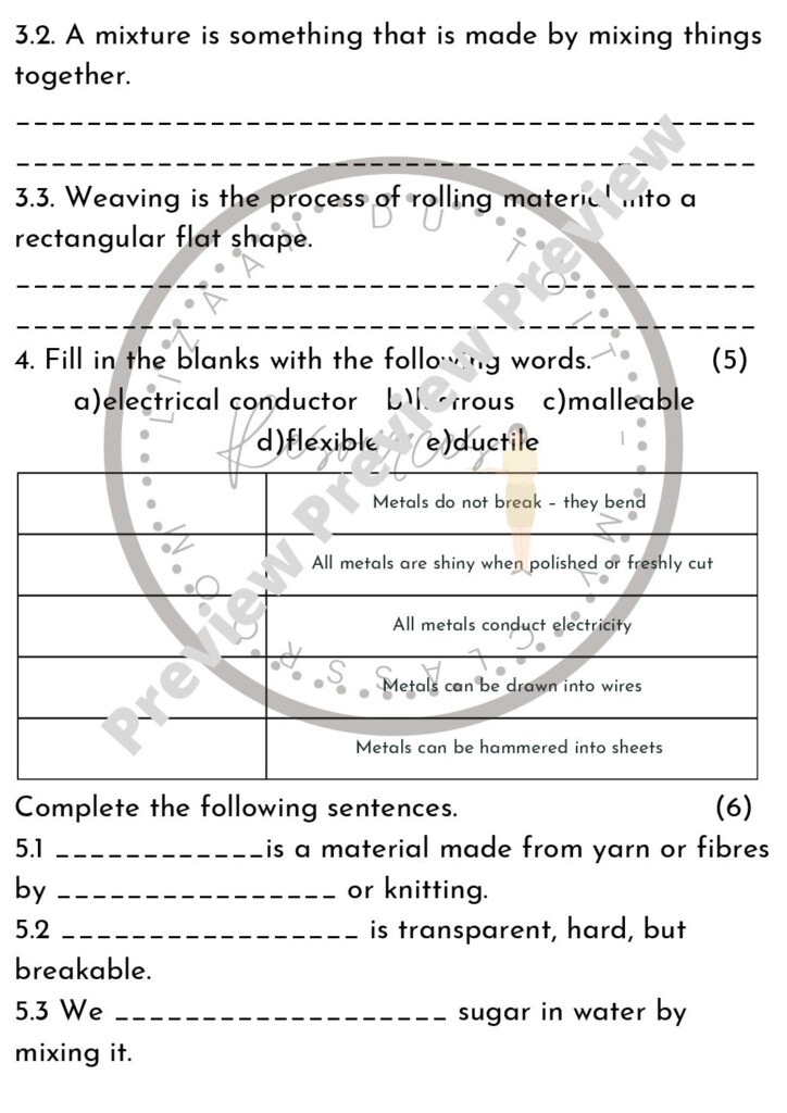 Grade 5 Natural Science Test Term 3 Teacha 