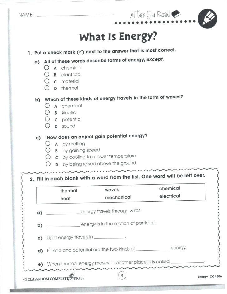 Grade 6 Science Worksheets