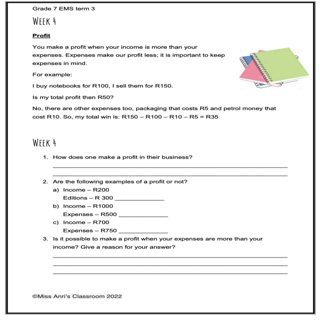 Grade 7 Economic And Management Sciences Term 3 Workbook Teacha