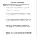 Grade 8 Science Pressure Worksheet Instructions Using The Following Fo