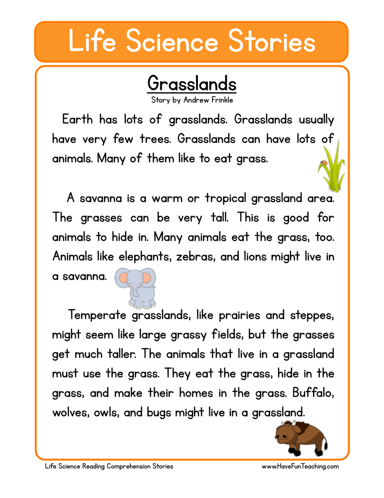 Grasslands Life Science Reading Comprehension Worksheet Have Fun Teaching