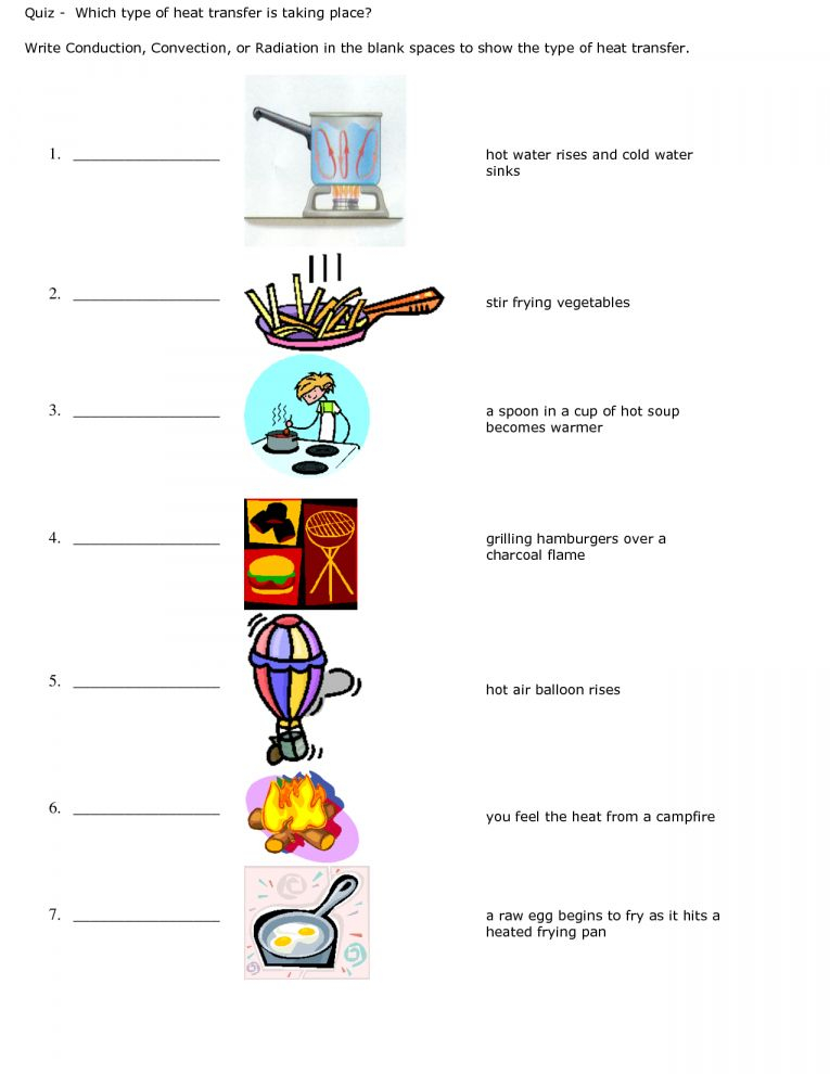 Heat Transfer Worksheet 5th Grade