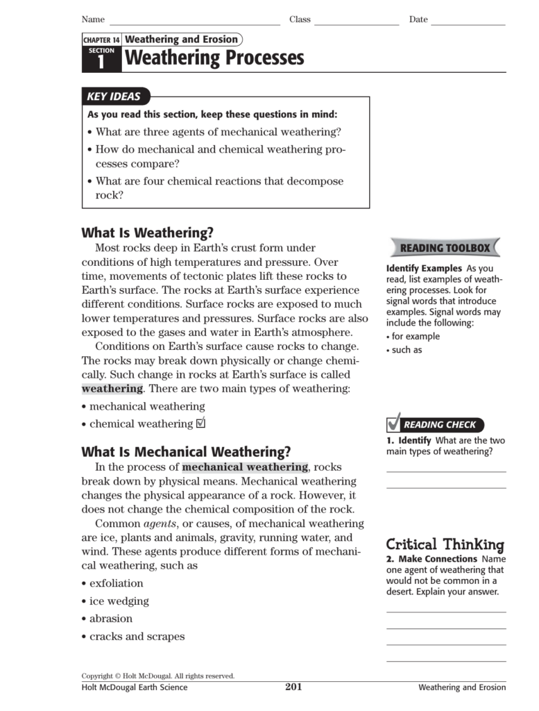 Holt Mcdougal Earth Science Worksheet Answers Worksheet List