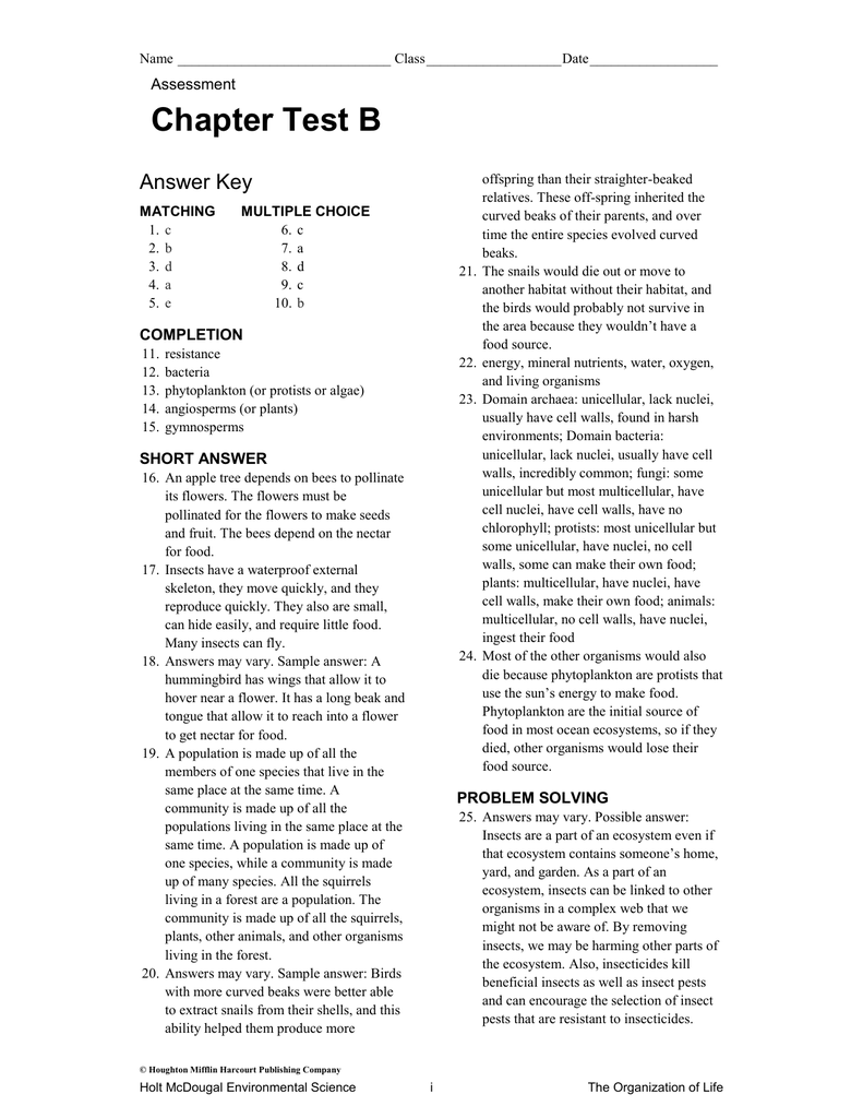 Holt Mcdougal Environmental Science Study Guide Answer Key Chapter 7 