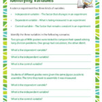 Identifying Variables Worksheet Science Answers