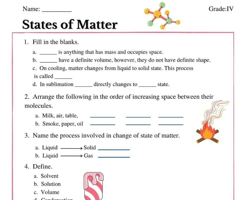Interactive States Of Matter Class 4 Worksheets For Hands On Learning
