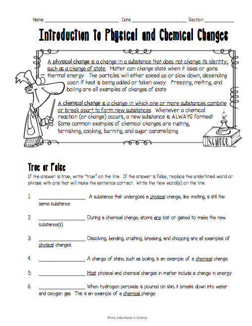 Intro To Physical Science Worksheet