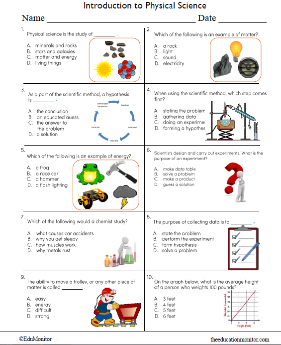 Introduction To Physical Science Worksheet For Grade 8 EduMonitor