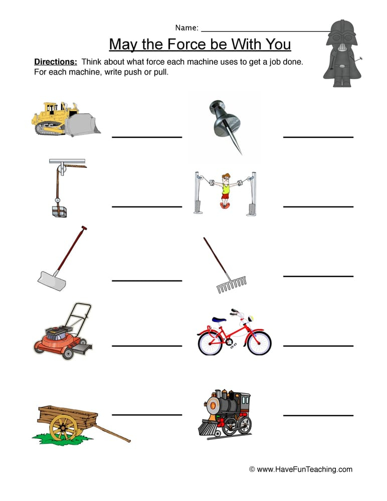 Labeling Force And Motion Worksheet Have Fun Teaching