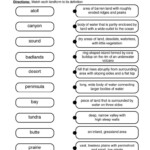 Landforms And Bodies Of Water Worksheet