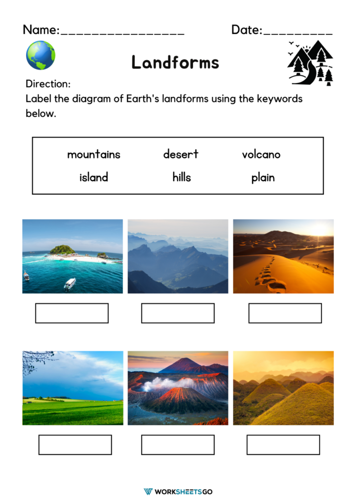 Landforms Worksheets WorksheetsGO