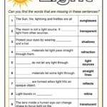 Light Worksheet Grade 4