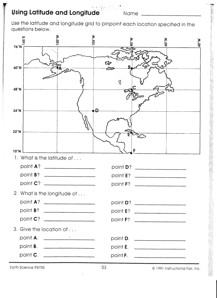 Lines Of Latitude And Longitude Worksheet