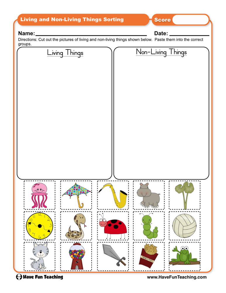 Living Things And Non Living Things Sorting Worksheet Have Fun Teaching