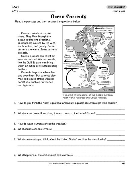 Major Ocean Currents Worksheet Answers