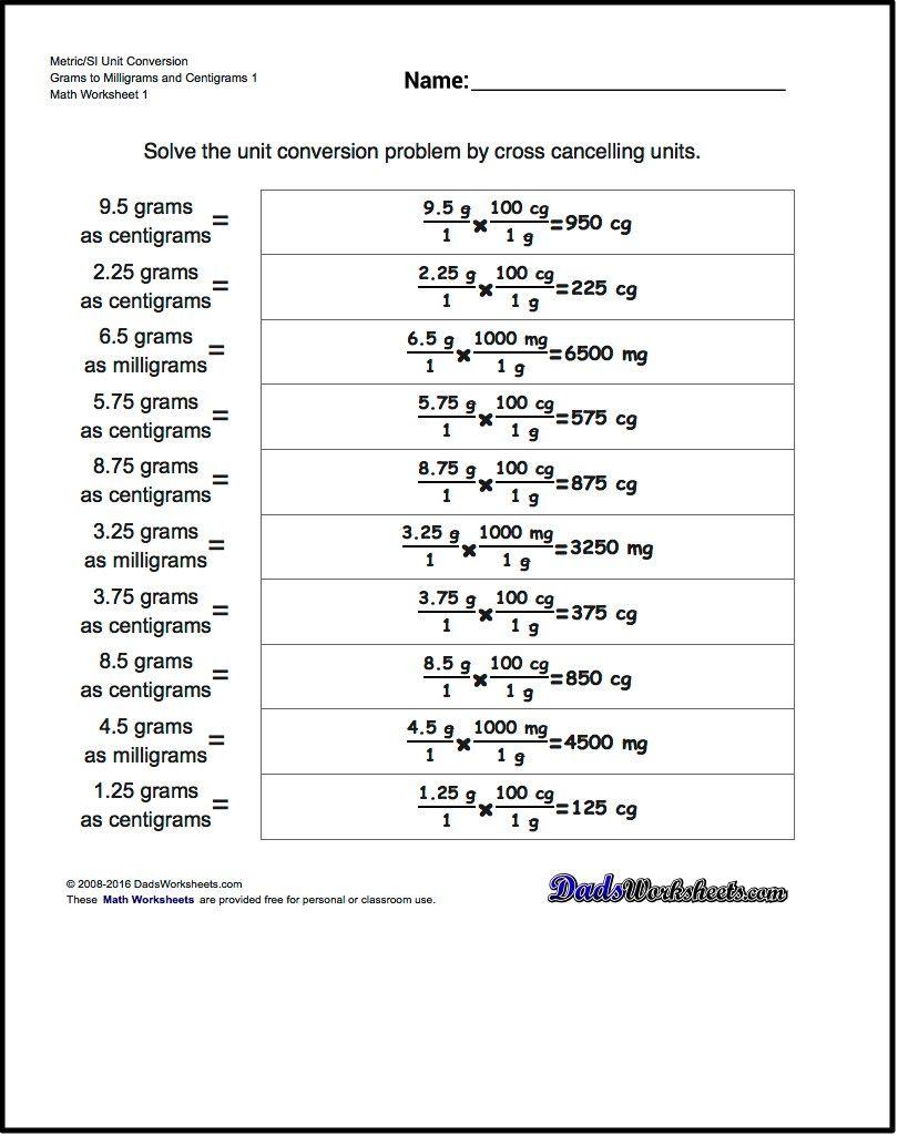 Metric Conversions Worksheet With Answers