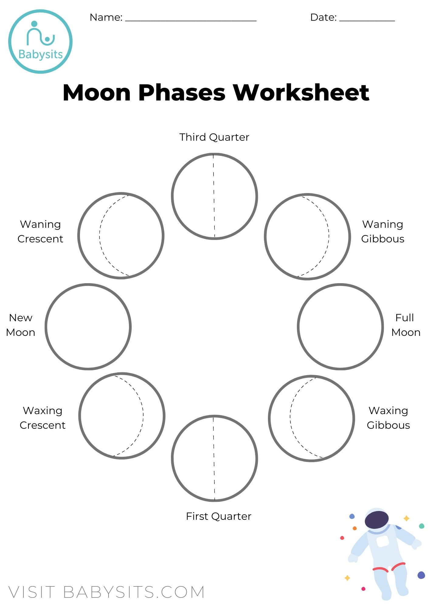 Moon Phases Worksheet 4th Grade