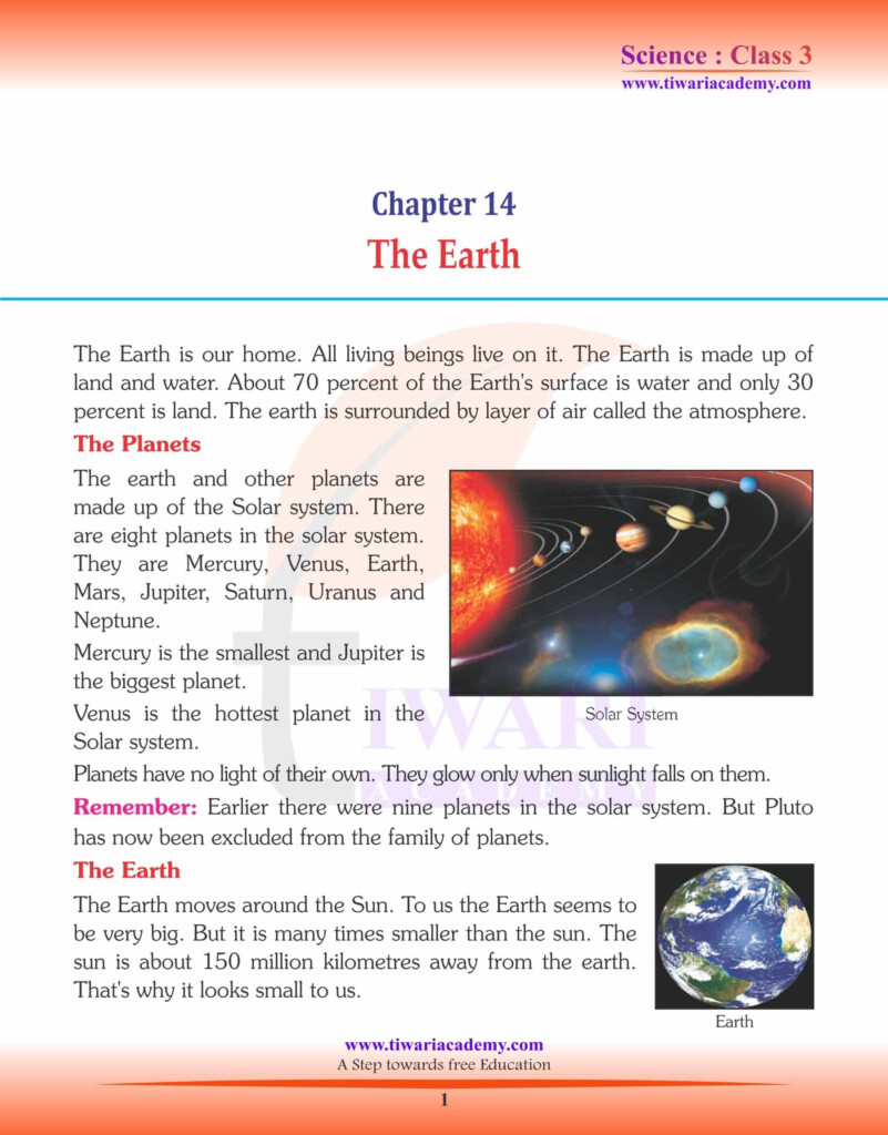 NCERT Solutions For Class 3 Science Chapter 14 The Earth 