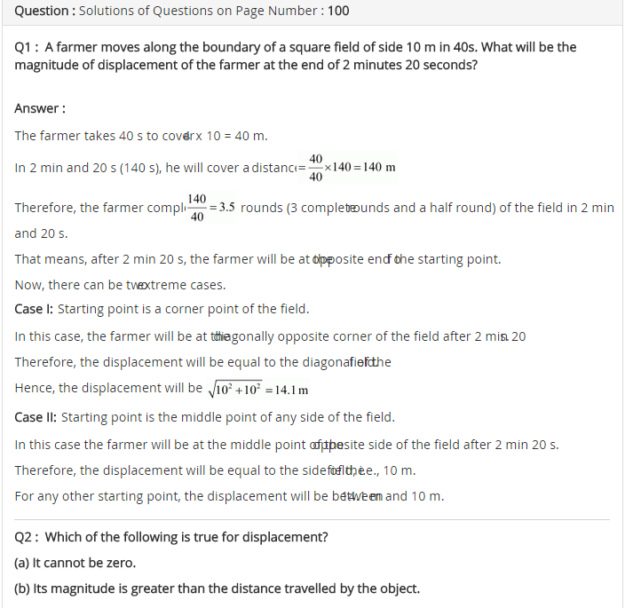 NCERT Solutions For Class 9 Science Chapter 8 Motion physics Solved 