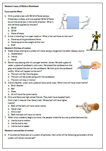 Newton s Laws Of Motion Worksheet Smore Science