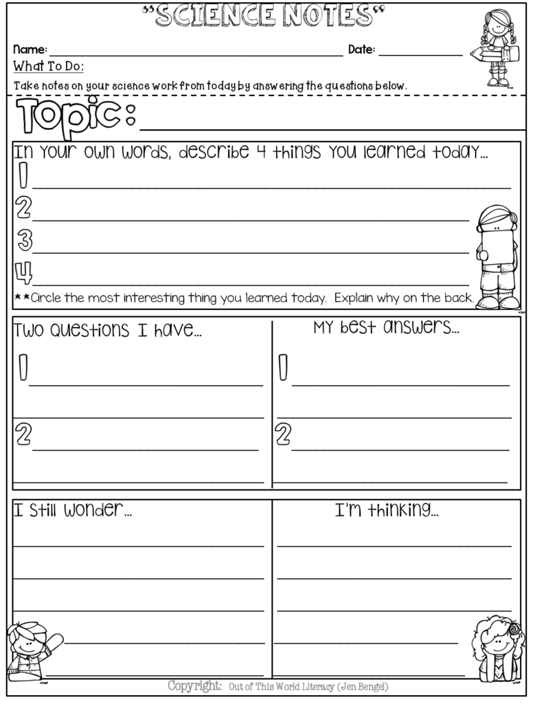 Note taking Practice Worksheets