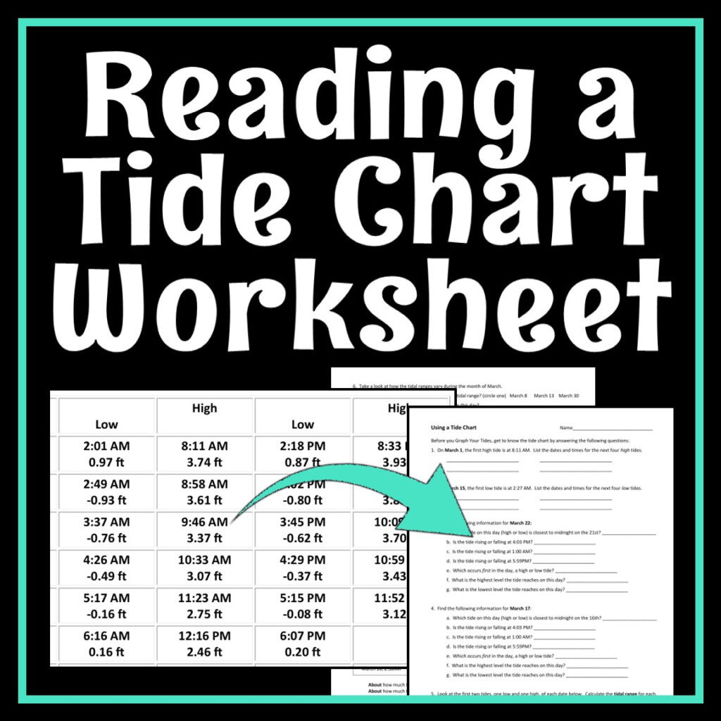 Ocean Tides Worksheet Using A Tide Chart Activity Flying Colors Science