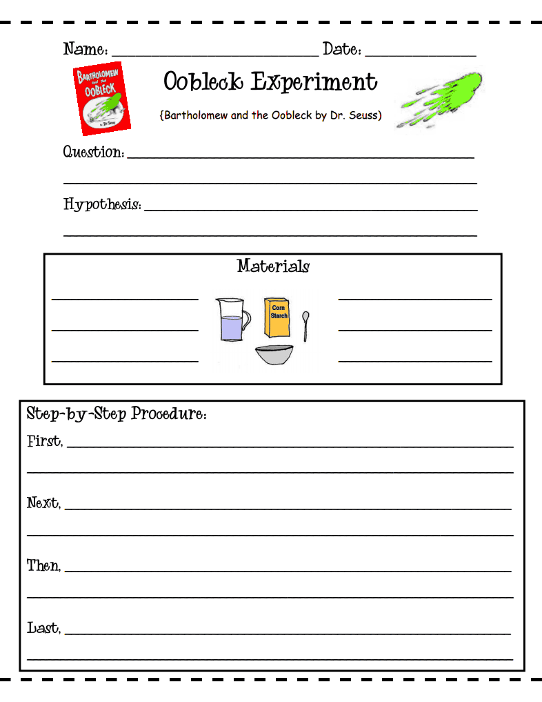 Oobleck Experiment Worksheets pdf Google Drive Science Teaching 