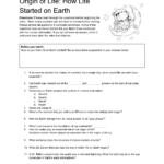 Origin Of Life Worksheet