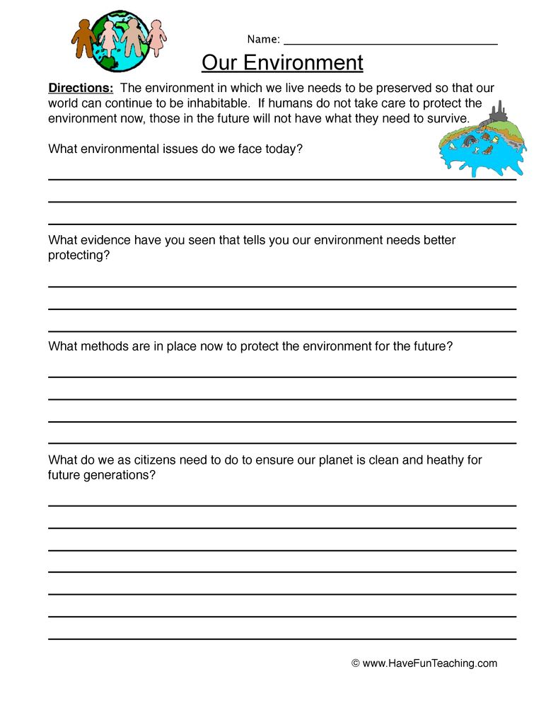Our Environment Worksheet Have Fun Teaching