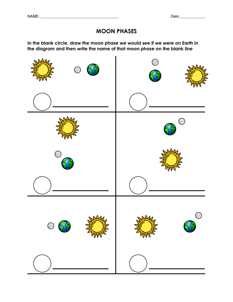 Phases Of The Moon Worksheets