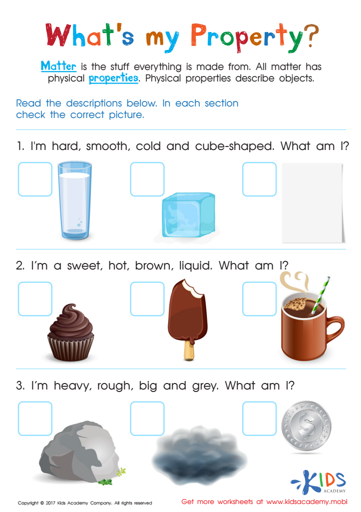 Physical Properties Of Matter Worksheet Free Printable PDF For Kids 