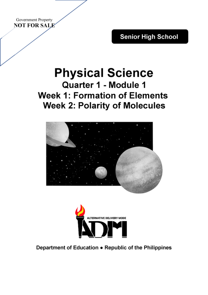 Physical Sci 12 Q1 Mod1 Week1 Formation Of Elements V3 Physical 