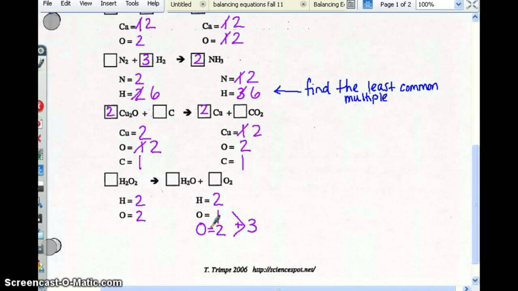 Physical Science Balancing Act Worksheet YouTube