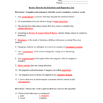 Physical Science Electricity Worksheet