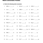 Physical Science Metric System Worksheet