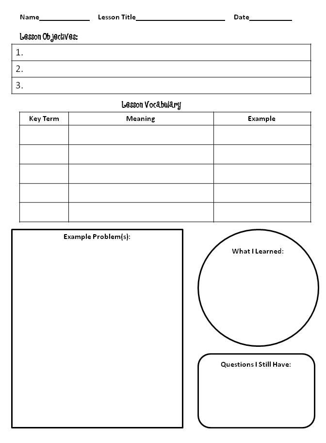 Physical Science Note Taking Worksheet