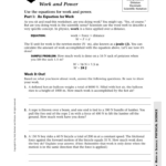 Physical Science Work And Power Worksheet Answers Db excel