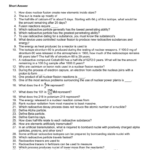 Physical Science Worksheet Nuclear Energy Short Answer 1 How