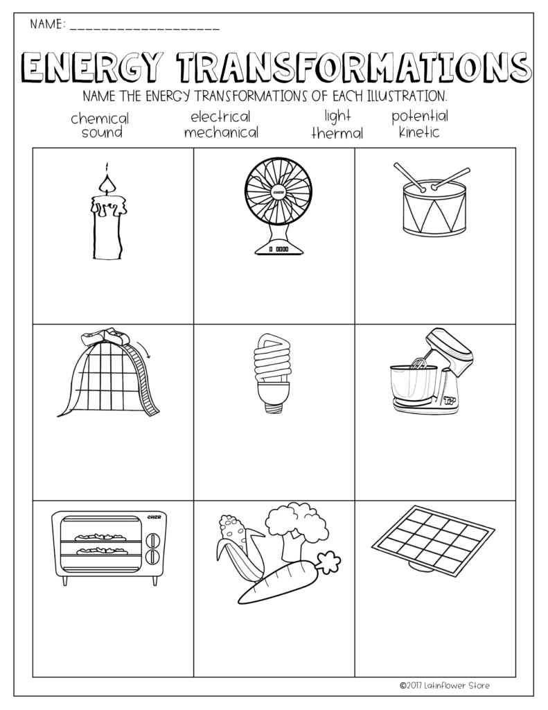Potential And Kinetic Energy Worksheets