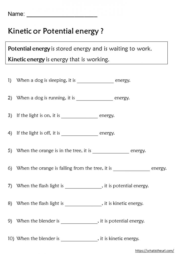 Potential And Kinetic Energy Worksheets 99Worksheets