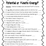 Potential Or Kinetic Energy Worksheet Physical Science By 4 Little Baers