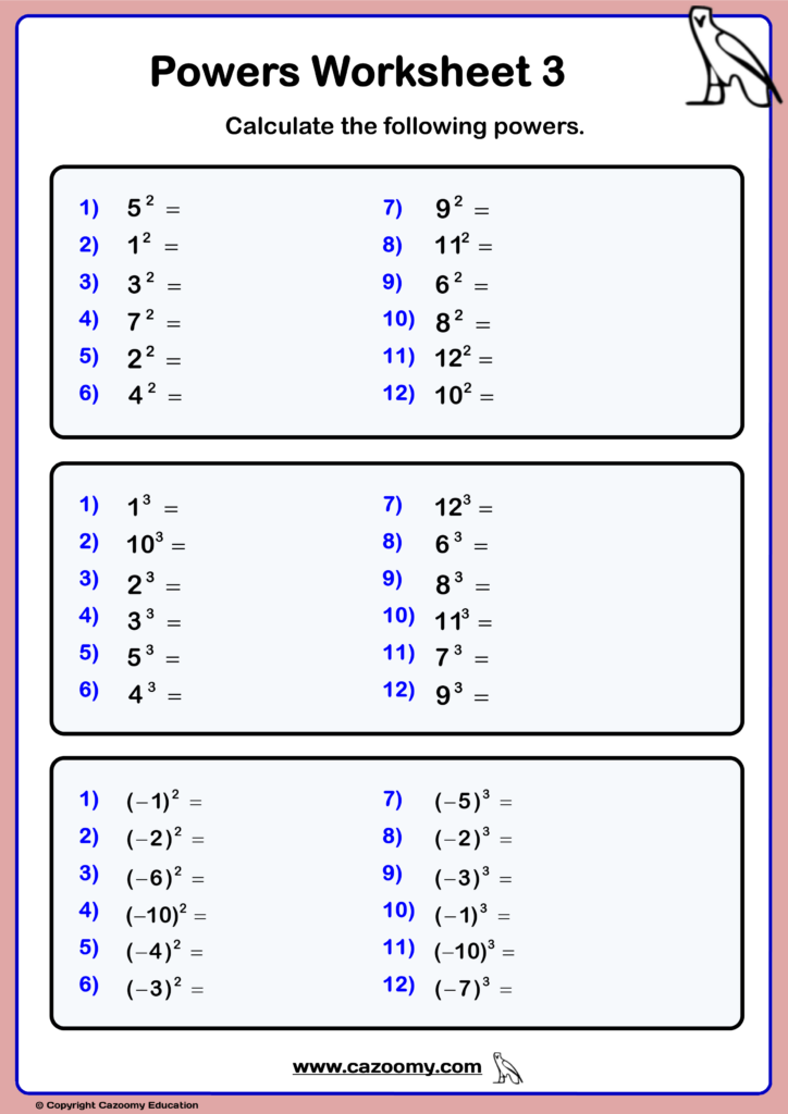 Power Of A Power Worksheets