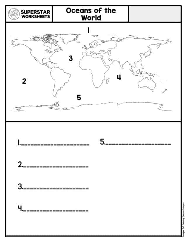 Printable Continents And Oceans Worksheets