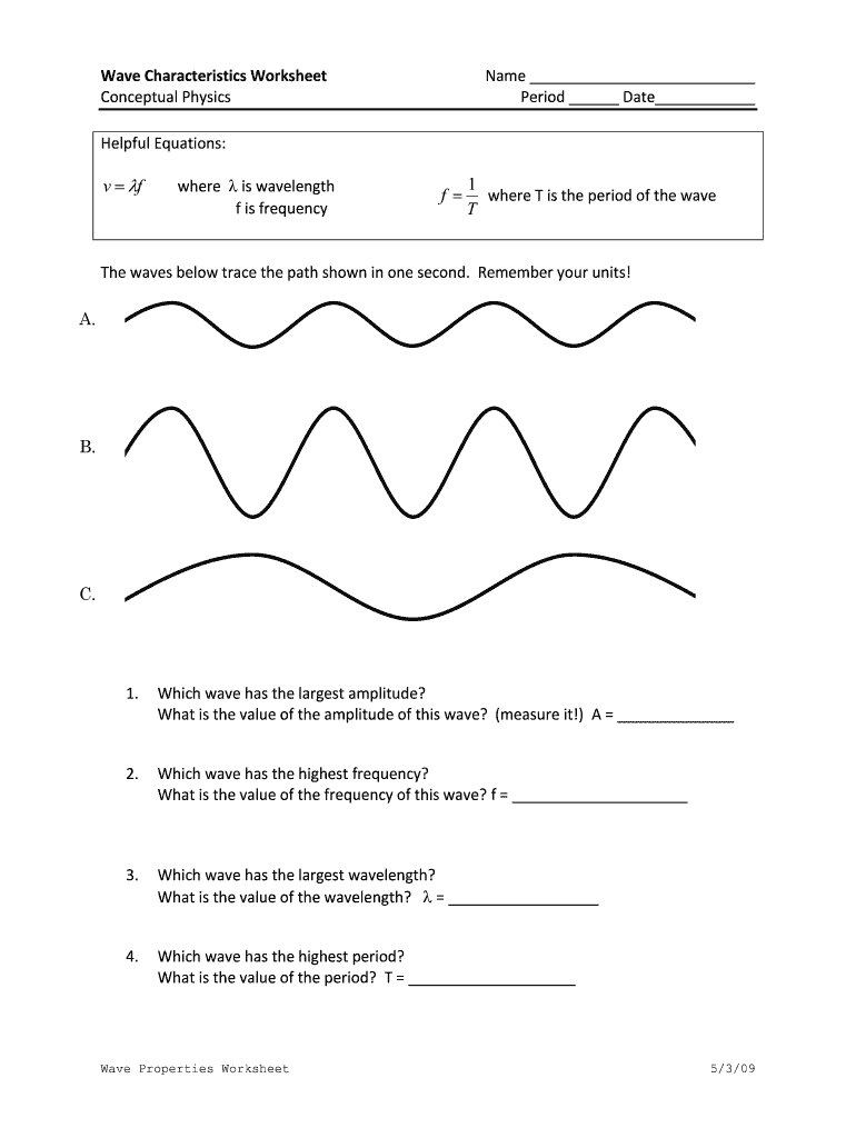 Properties Of Waves Worksheet Answers