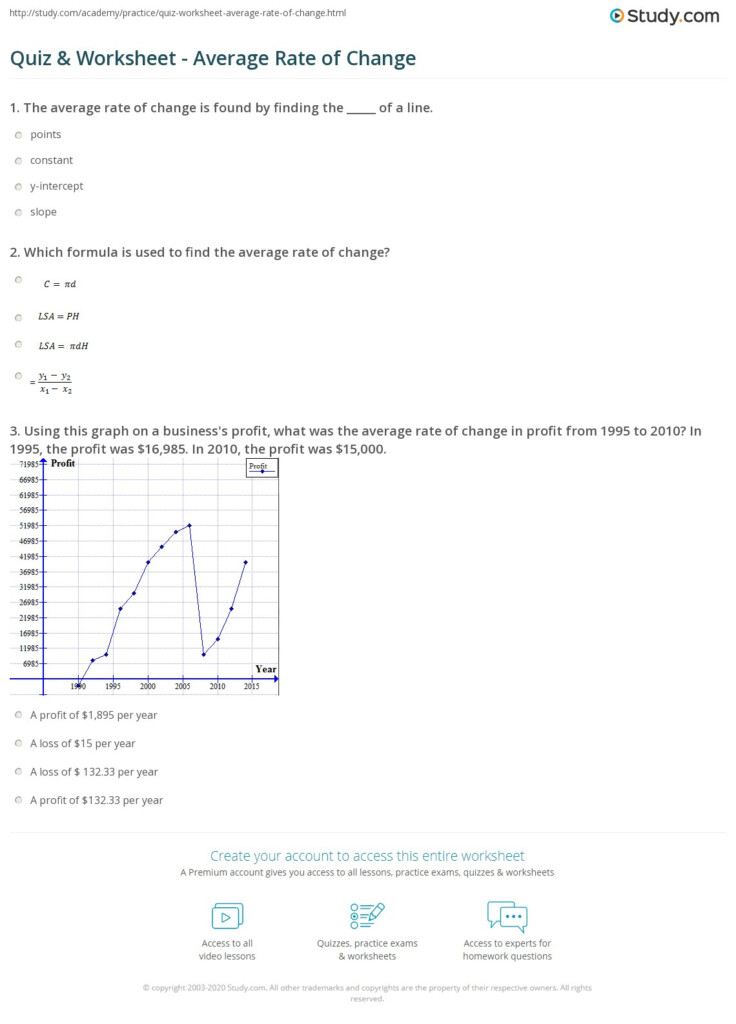 Rates Of Change Worksheet