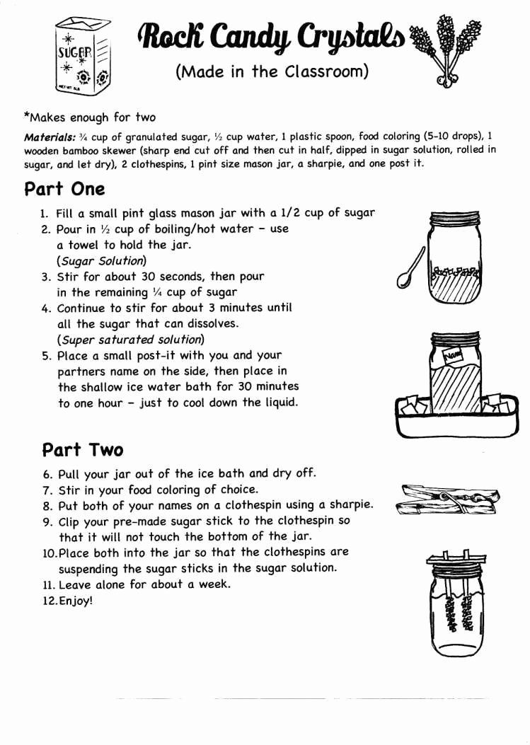 Rock Candy Science Experiment Worksheet